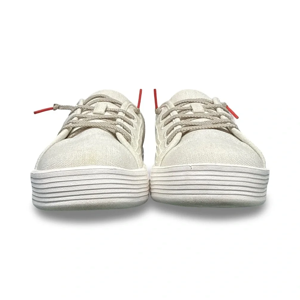 Hey Dude Low-Top Sneakers in Off-White with Tan & Red Accents